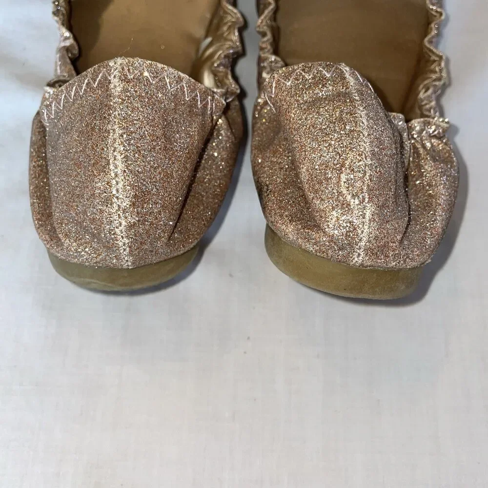 New York & Co. Ballet Slippers Womens Size 9 Medium Pink Glitter Bow Toe Slip On